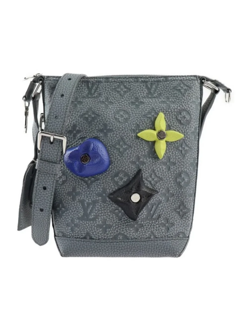 Louis Vuitton Climbing Hobo Cruiser PM Shoulder Bag Taurillon Leather Gray